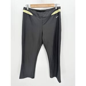 Vintage Nike Women Mid Rise Gray Flare Yoga Capris Y2K Cropped Gym Workout